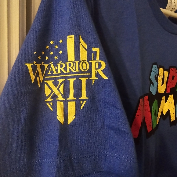 Super Mommio, Super Mario Brothers, Warrior 12 t-shirt, large, blue, womens - Picture 3 of 3